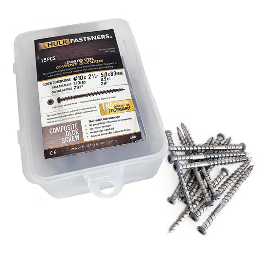 Hulk Stainless Steel COMPOSITE Deck Screws Screws My Store Light Grey (Caribbean Coral) 75